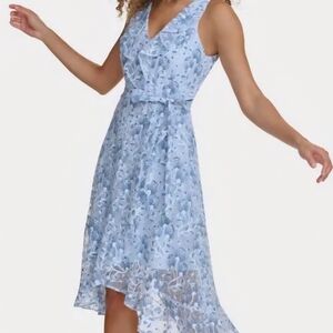 Kensie Light Blue Floral High-Low Dress